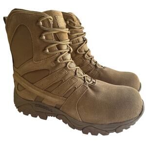 Merrell Work Boots Moab 2 8" Defense Zip Men 11.5M WP Suede Composite Toe Coyote